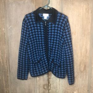 Pendleton zip from blue black houndstooth cardigan